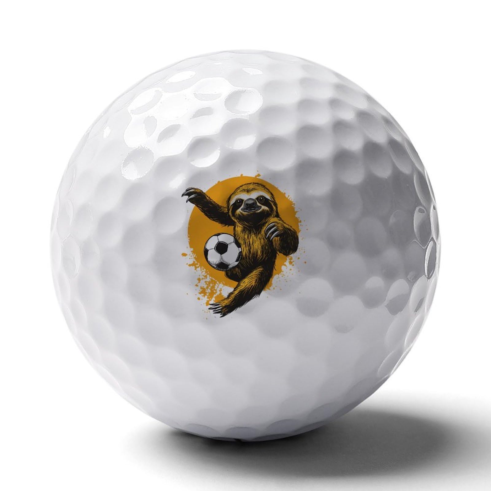Sloth Soccer Player Personalized Golf Balls Funny Long Distance Practice Golf Ball for Men Women Backyard