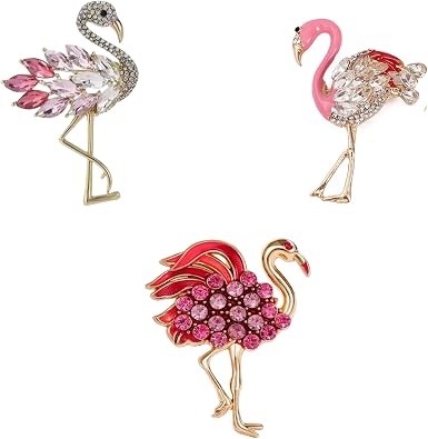 3pcs Ucubwfu Flamingo Brooch, Flamingo Womens Pins, Red Flamingo Top Decoration, Elegant Womens Brooch Badge