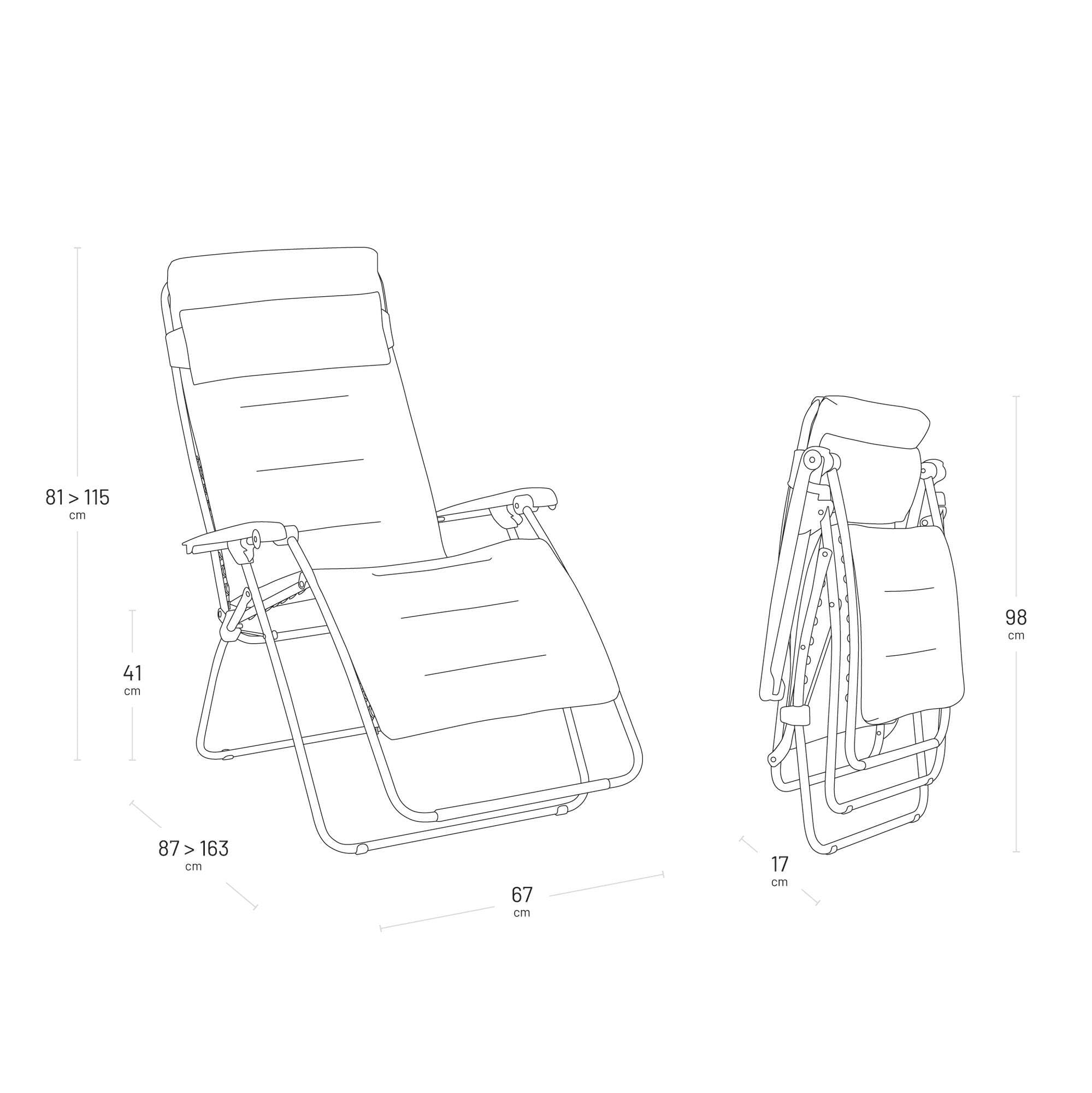 Lafuma - Fauteuil Relax matelassé Zéro Gravité | Fabriqué en FRANCE - Garantie 5 ans - Bleu - Maintien ferme de tout le dos, Matelas grand confort 3 épaisseurs 3D mesh ultra