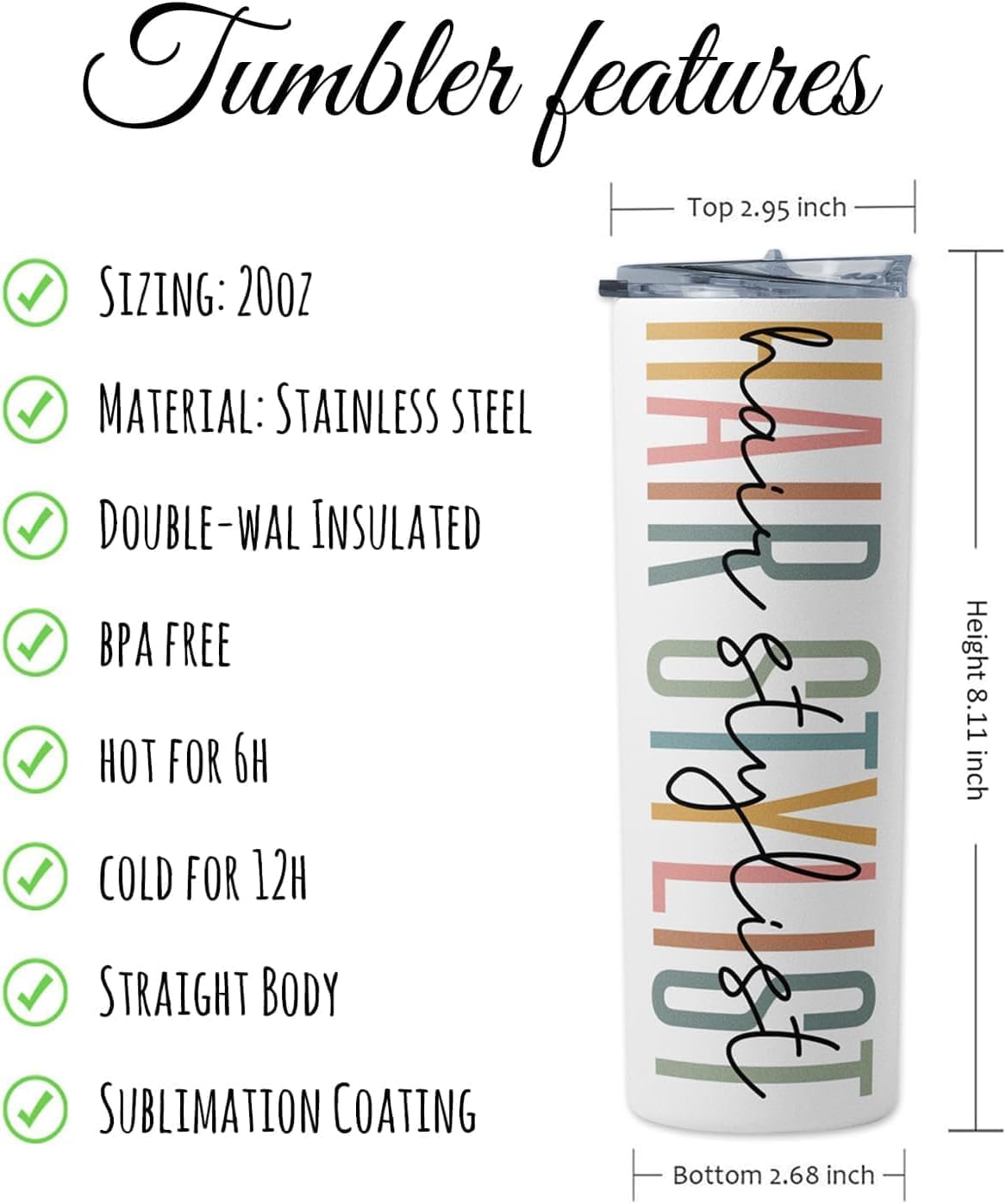 Personalized Hair Stylist Gifts Tumbler 20 Oz - Hairdresser Gifts - Hairapist Gifts - Gifts for Beauty Salon Owner, White