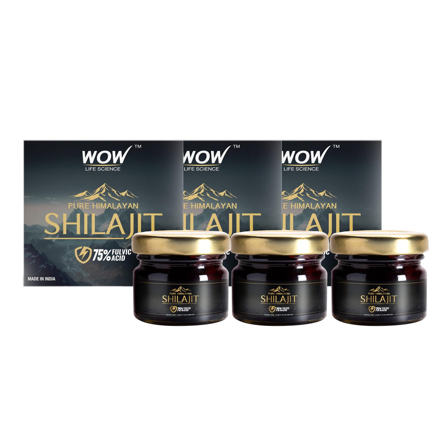 WOW Life Science Pure Himalayan Shilajit/Shilajeet Resin - 20g | Guaranteed 75%+ Fulvic Acid | Sourced from ~18,000 ft | For Stamina, Endurance & Strength | 100% Ayurvedic | Pack of 3 (B0D37Y4FLG) Amazon Price History, Amazon Price Tracker