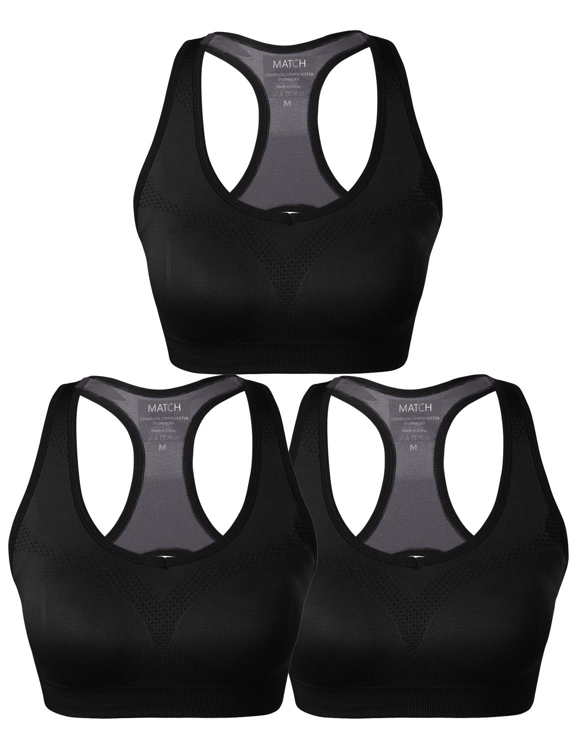 Match Reggiseno sportivo da donna con spalline imbottite, senza cuciture, per yoga, palestra, corsa, fitness