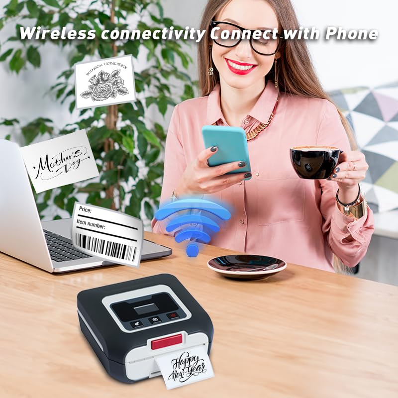 KAYSION SK35 Portable Label Printer. Bluetooth One-Click Printing APP.and a Large 50mm Paper Compartment. It Works with Labels 15-75mm Wide?Black?