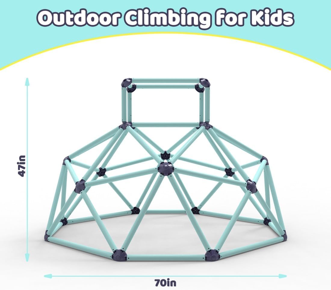 Geometric Climbing Dome for Kids Ages 3-10, Steel Jungle Gym Dome Climber, Outdoor Backyard Playground Climbing Frame for Active Play