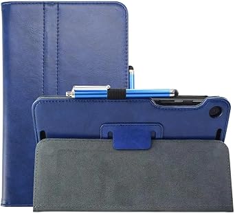Flip Cover for Google Nexus 7 2013 FHD 2nd Gen Tablet K009 Slim Folio Leather Stand Case with Auto Wake/Sleep Dark Blue