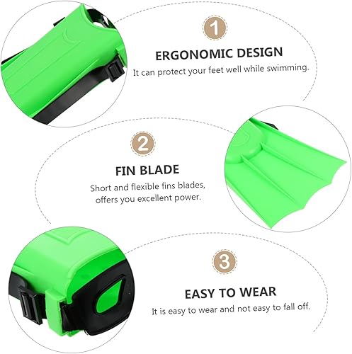 Miniatura 7 de Aletas de natación de goma para adultos, aletas cortas de natación, equipo de natación de viaje ligero, protección ergonómica para los pies, para