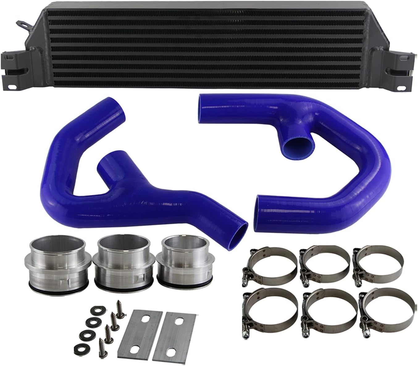 fits for VW Jetta 06-2010 Gti Golf A3 Mk5 2.0T Bolt On Turbo Intercooler w/Hose Kit Blue