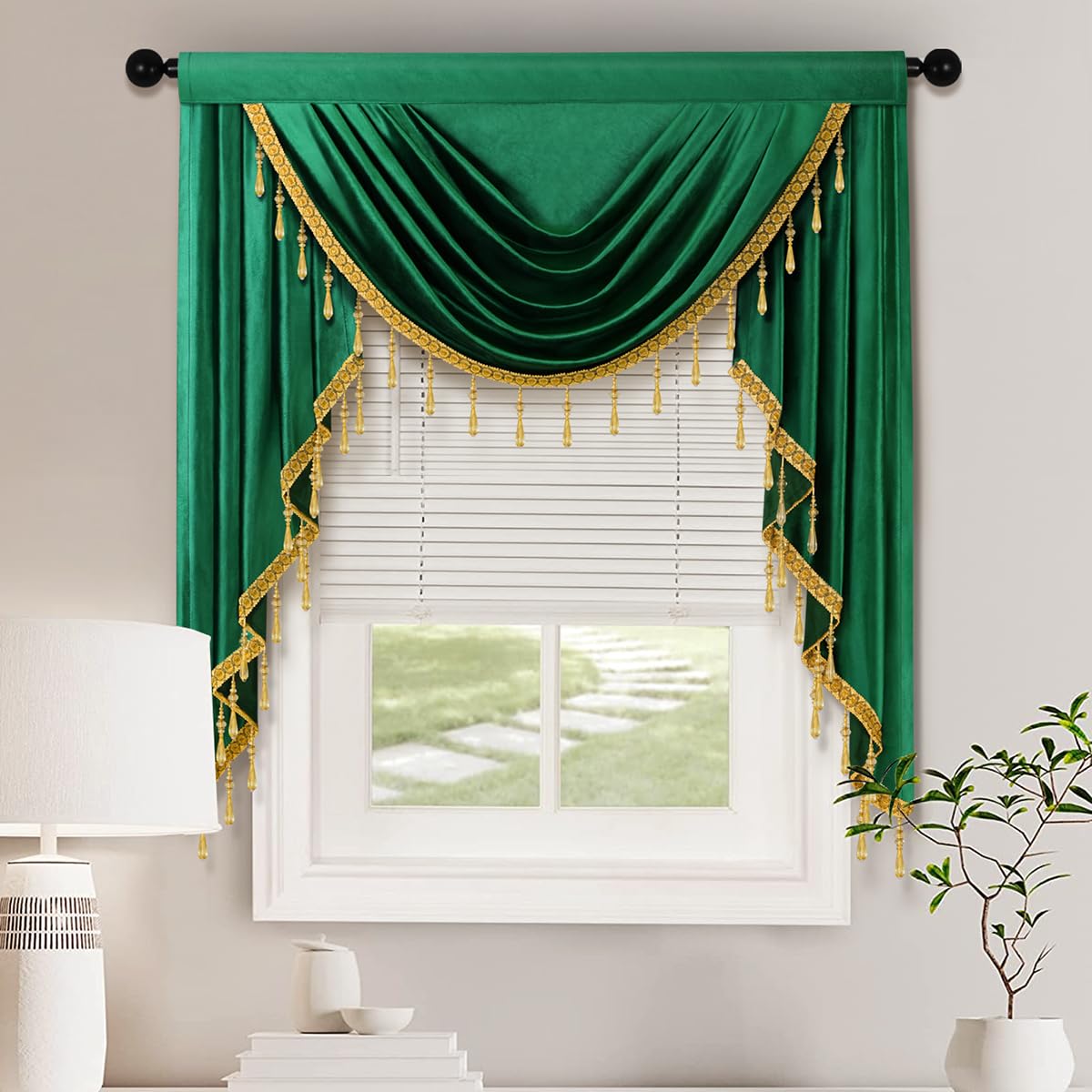 Amazon.com: ELKCA Luxury Dark Green Velvet Curtain Valances for