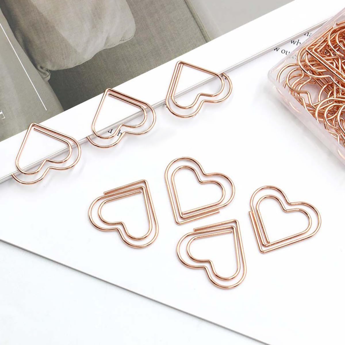 Metal Heart Paper Clips 100pcs for Office Document Organizing image 5
