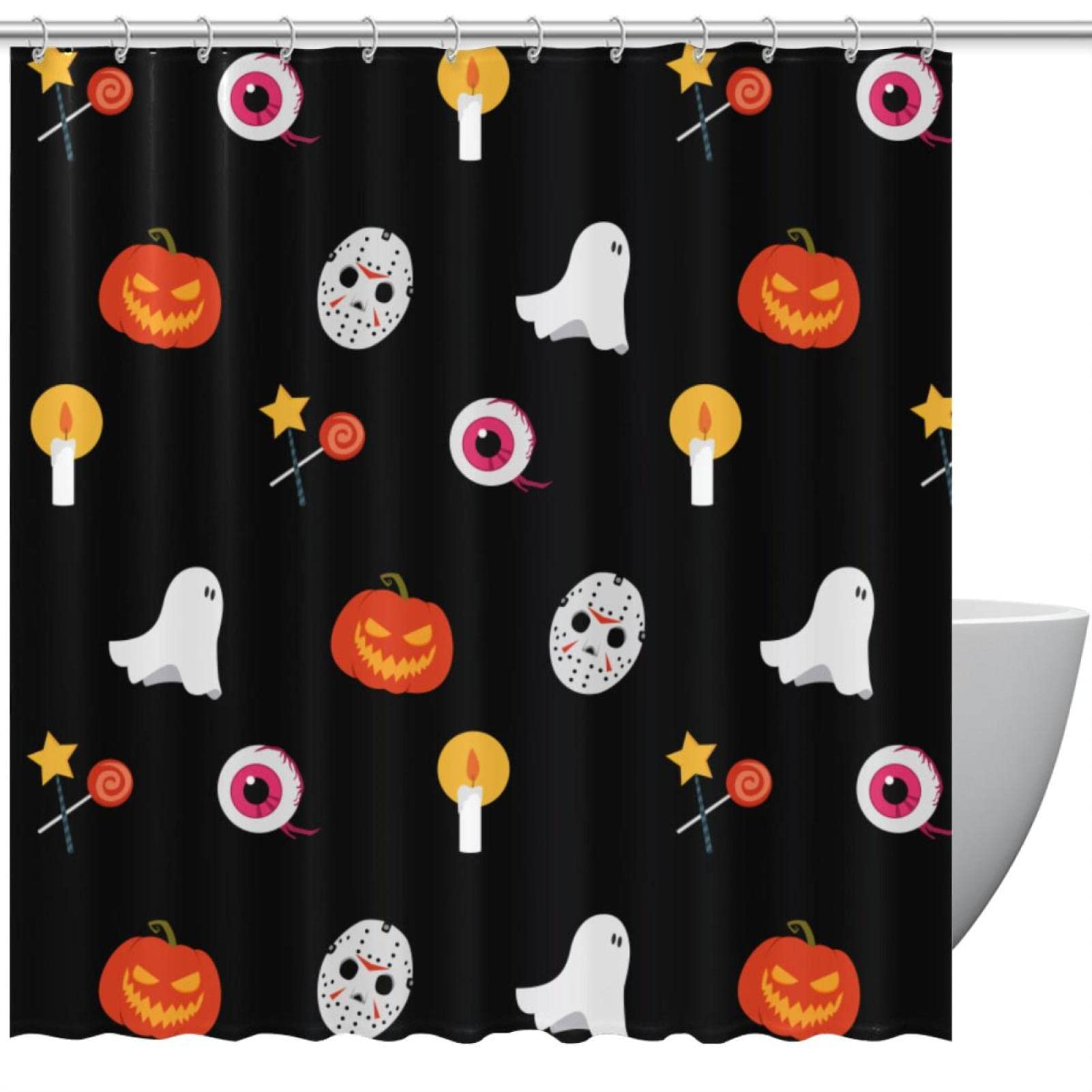 Rideau de douche Halloween de qualité supérieure, dimensions 182,9 cm avec anneaux