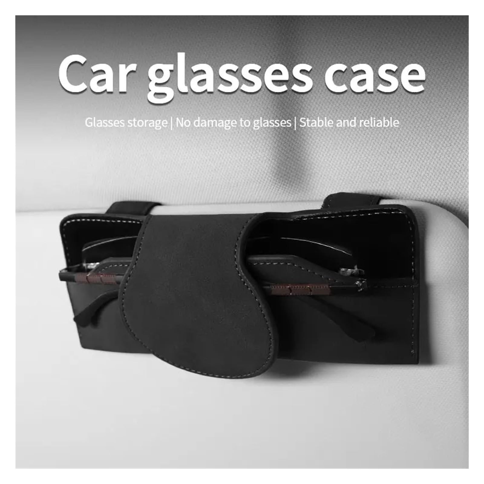 Brillenetui für die Sonnenblende im Auto, geeignet für die Befestigung am Auto, mit Clip, einfacher Adsorption, individuellem Design, Wildleder, starkem Magneten, rot