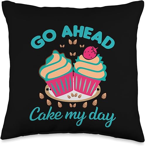 Go Ahead Day, Funny Cake Decorator Sayings Throw Pillow, 16x16, Multicolor