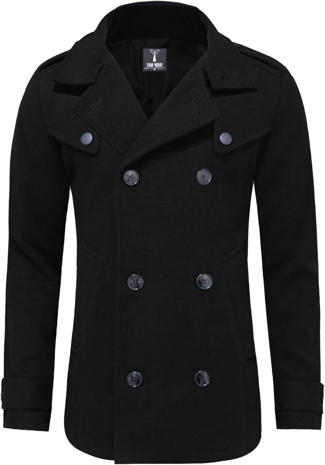 TAM WARE Mens Classic Wool Double Breasted Pea Coat