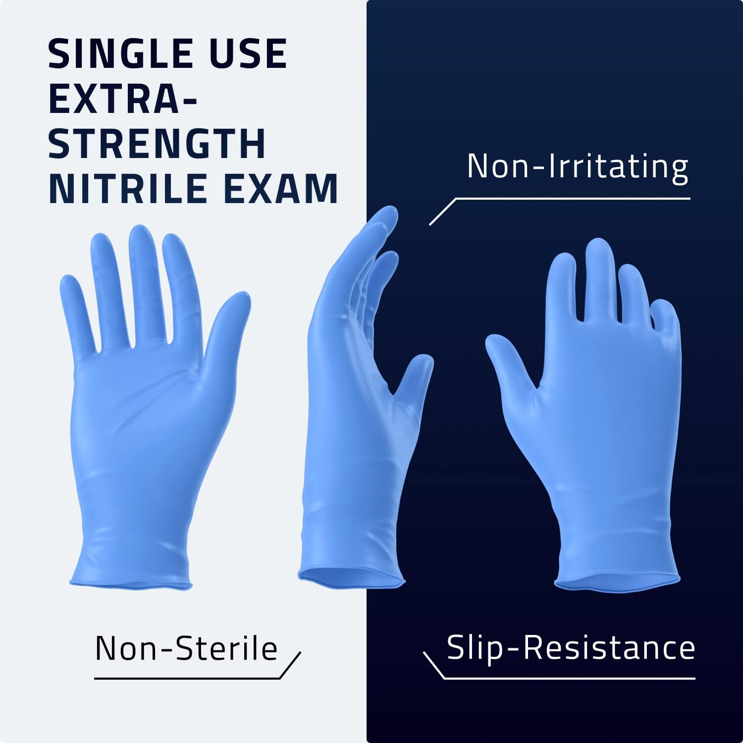 BLUZEN Blue Extra Strength Disposable Nitrile Gloves, Medium, Rubber and Latex Free, For Surgical, Medical, Food Service, Kitchen, Mechanic, Cooking