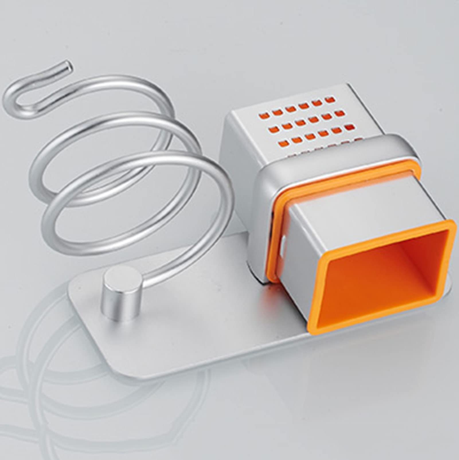 Soporte para secador de pelo montado en la pared, soporte de aluminio espacial, organizador de herramientas para el cabello para peines y clips