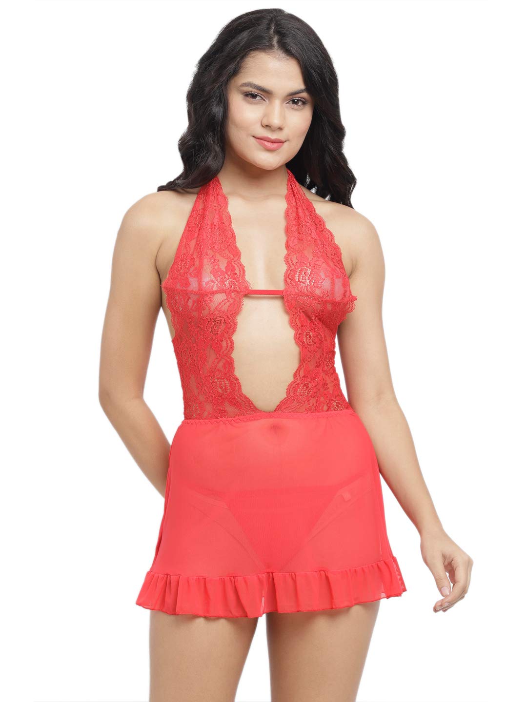 N-Gal Women Keyhole Neck Babydoll Nighty with Panty
