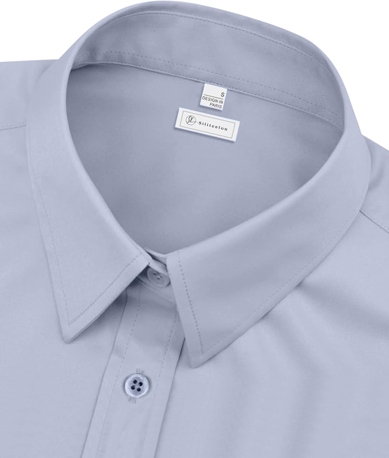 siliteelon Womens Classic-Fit Dress Shirts Long Sleeve Button Down Wrinkle-Free Stretch Solid Casual Work Office Blouse Top - Image 3