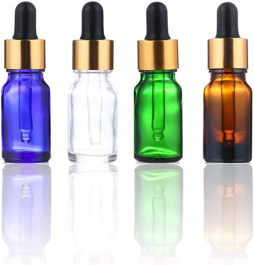 Glass Bottles for Essential Oils with Glass Eye Dropper And Rubber Bulb, 1/2 oz Capacity,Pack of 4