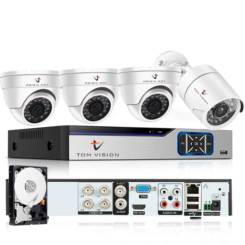 4Channel AHD Camera KIT with 1TB Hard Disk 2MP/720P CCTV Security Recording System Kit 3Pcs Indoor 1Pc Outdoor Camera and P2P Cloud Alarm System Home Security (4Channel(1TB), 3Indoor&1Outdoor)