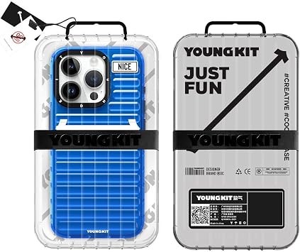 Youngkit iPhone 15 Pro Max Uyumlu Kılıf YoungKit Luggage FireFly Serisi Kapak Mavi