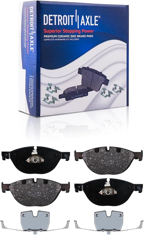 Pastilhas de freio dianteiras cerâmicas Detroit Axle P-1409 para BMW 528i, 535i, 550i GT xDrive, 650i e 740i – 2 unidades