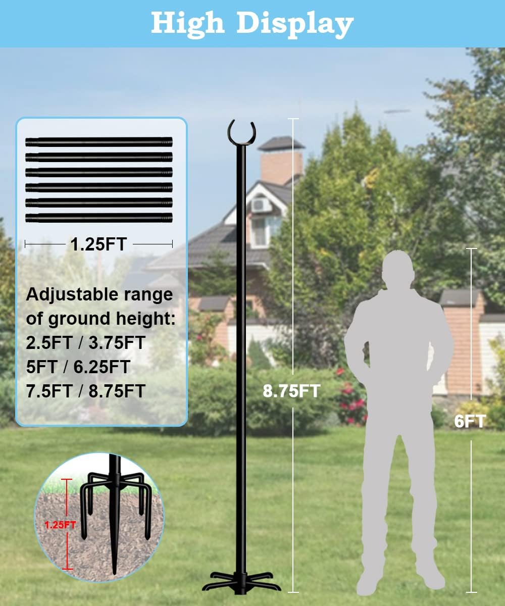 10FT String Light Pole Stand, Outdoor String Lights Hanging, Use for Backyard, Garden, Patio, Party, Festival, Wedding, Picnic, Matte, 3 Pole