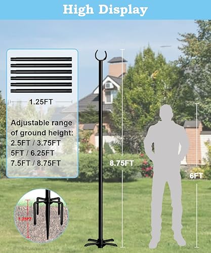Miniatura 8 de Soporte de poste de luz de 10 pies  Cadena de luces para colgar al aire libre, uso para patio trasero, jardín, patio, fiesta, festival, boda,