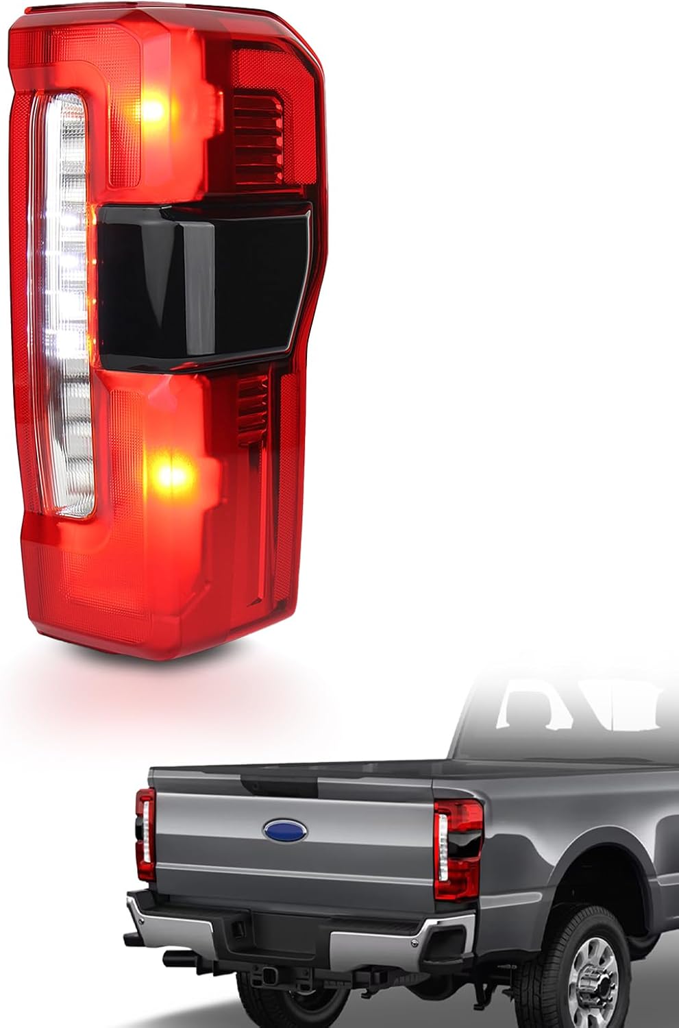 Halogen Type Tail Light Compatible with 2023 2024 2025 Ford F250 F350 Super Duty w/Blind Spot, Module Not Included,Rear Taillights Left Driver Side Replace OE:PC3Z13405B FO2800294