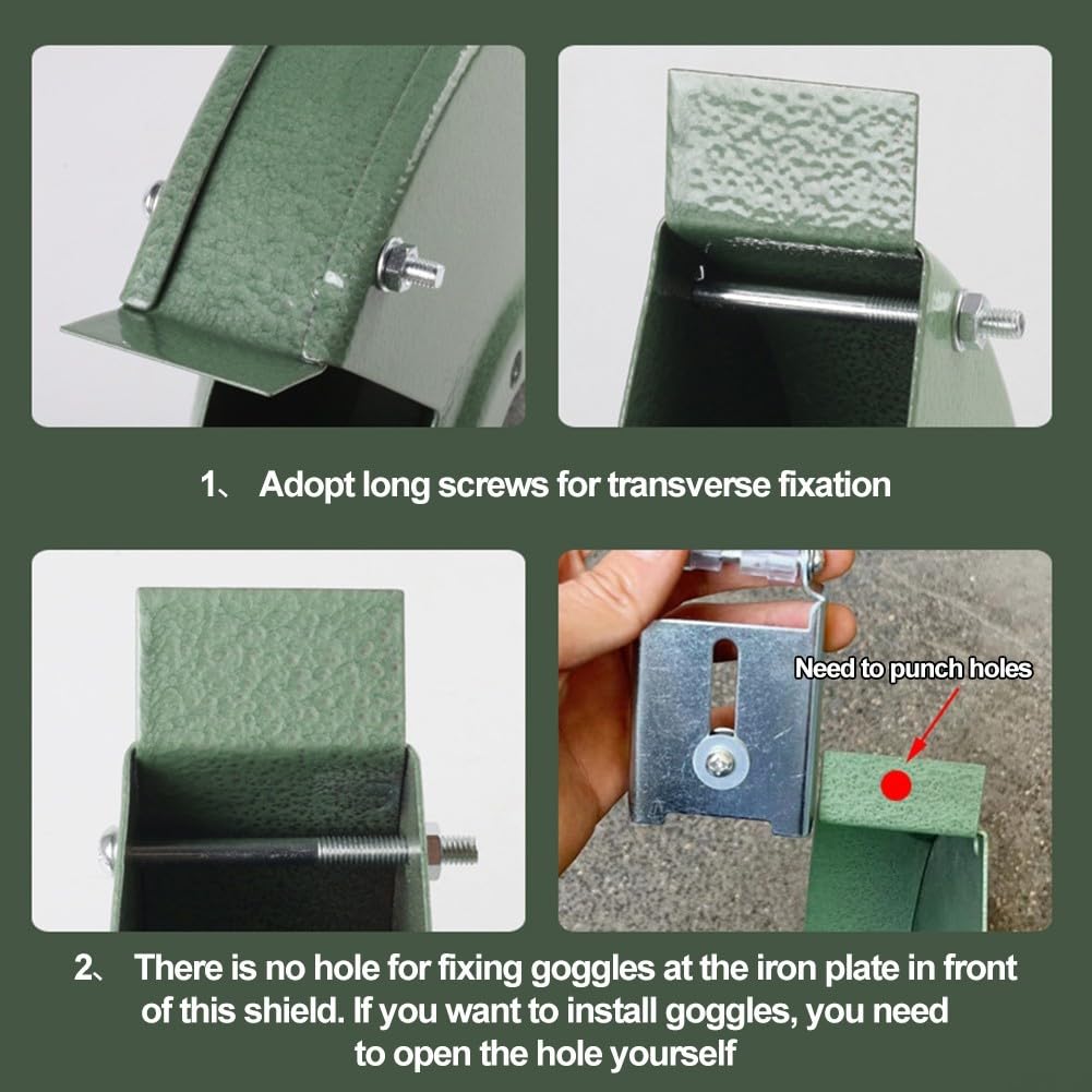 Copertura protettiva per smerigliatrice da banco da 15,2 cm, per rettificatrice tipo 150, coperture interne ed esterne, protezione di sicurezza, struttura in ferro, verde