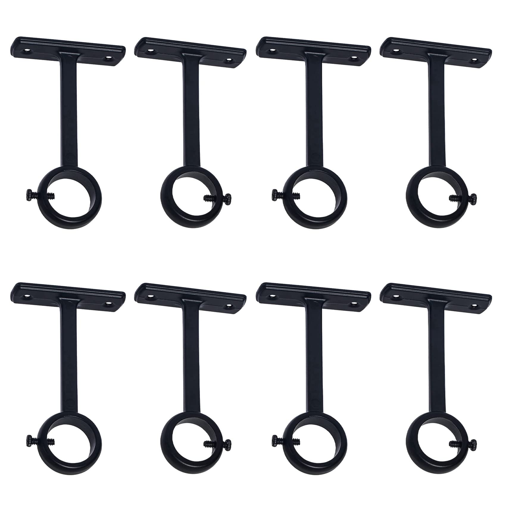 Hndhbfgrt Ceiling Mounted Curtain Rod Brackets, Heavy Duty Ceiling Bracket for 1 Inch Curtain Rod Holder(Set of 8, Black)