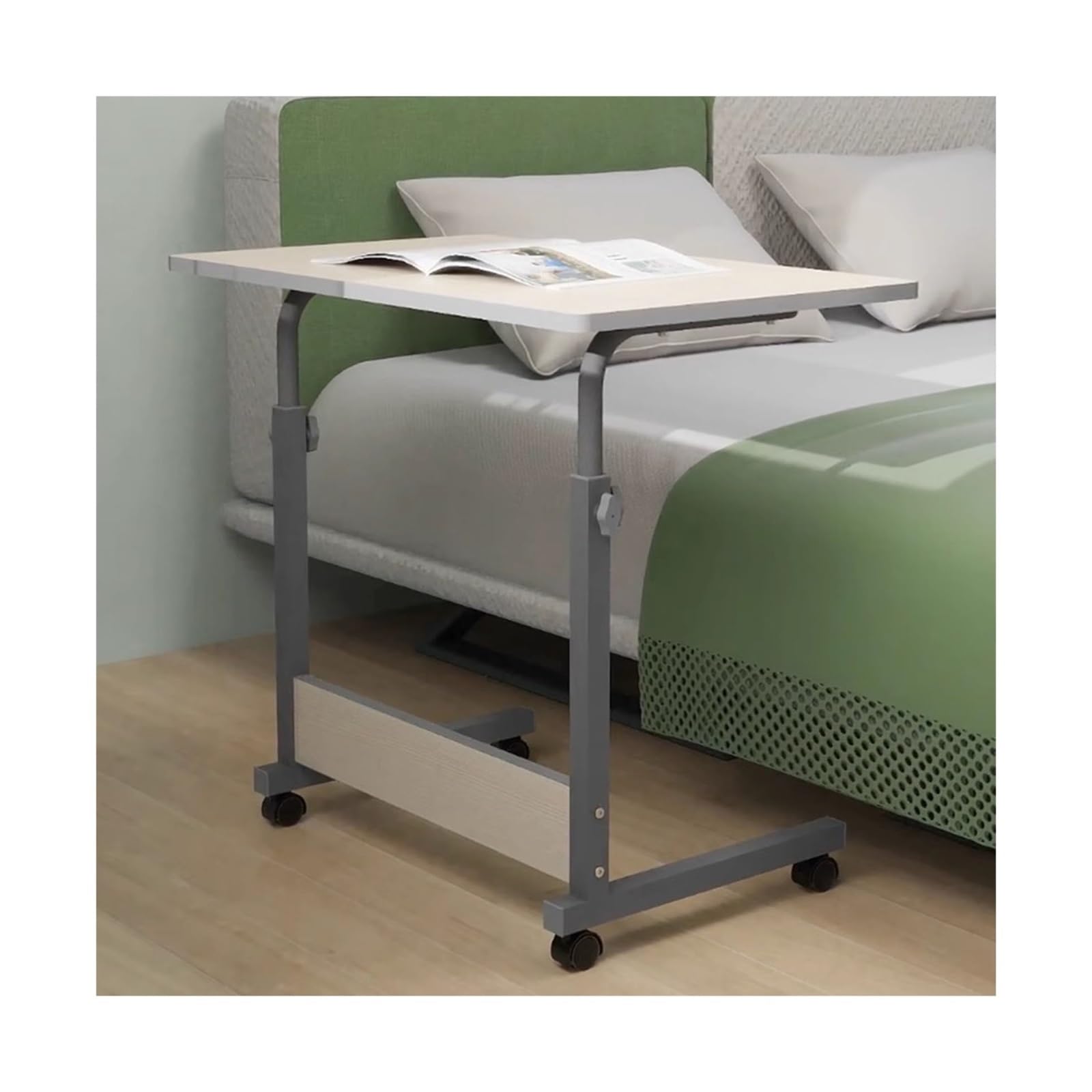 Bureau d'ordinateur mobile à roulettes et table de chevet réglable en hauteur