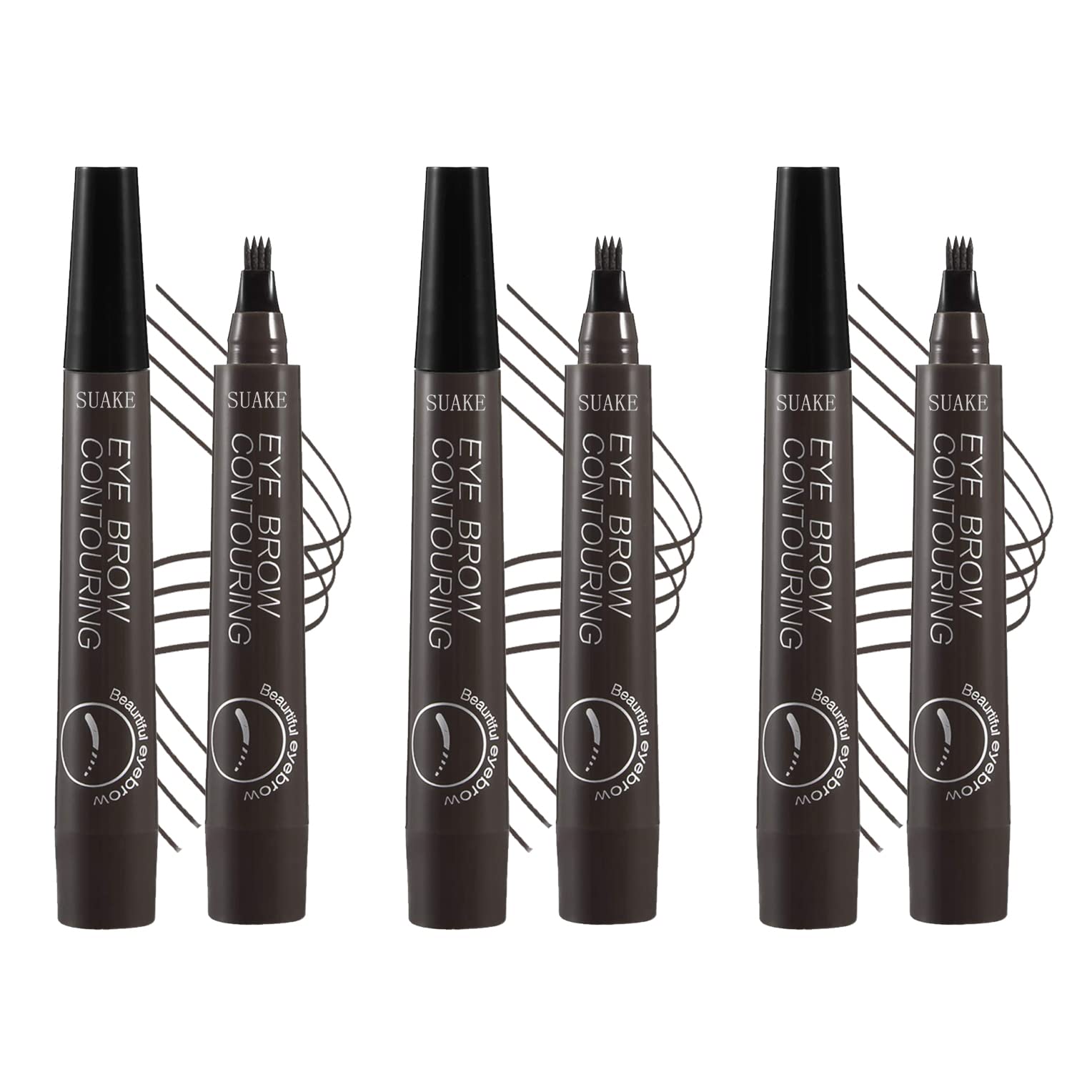 AUTOYSUREyebrow Pen, Four-pronged Microblading Liquid Eyebrow Pencil, Waterproof&Long Lasting Makeup Tools For Eyebrows,Gray Brown