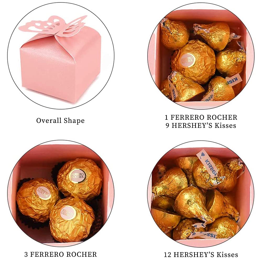 50 Stück Ausgehöhlte Schmetterling-Geschenkboxen Mit Band – Rot, 6,3x4,8x8 Cm, Für Süßigkeiten & Party