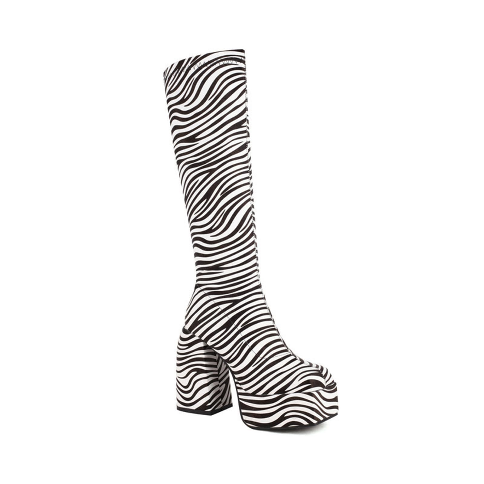 12CM/4.72IN Pailletten Dicke Ferse Super High Heel Seite Reißverschluss Knie-Hohe Stiefel Performance Ritter Stiefel
