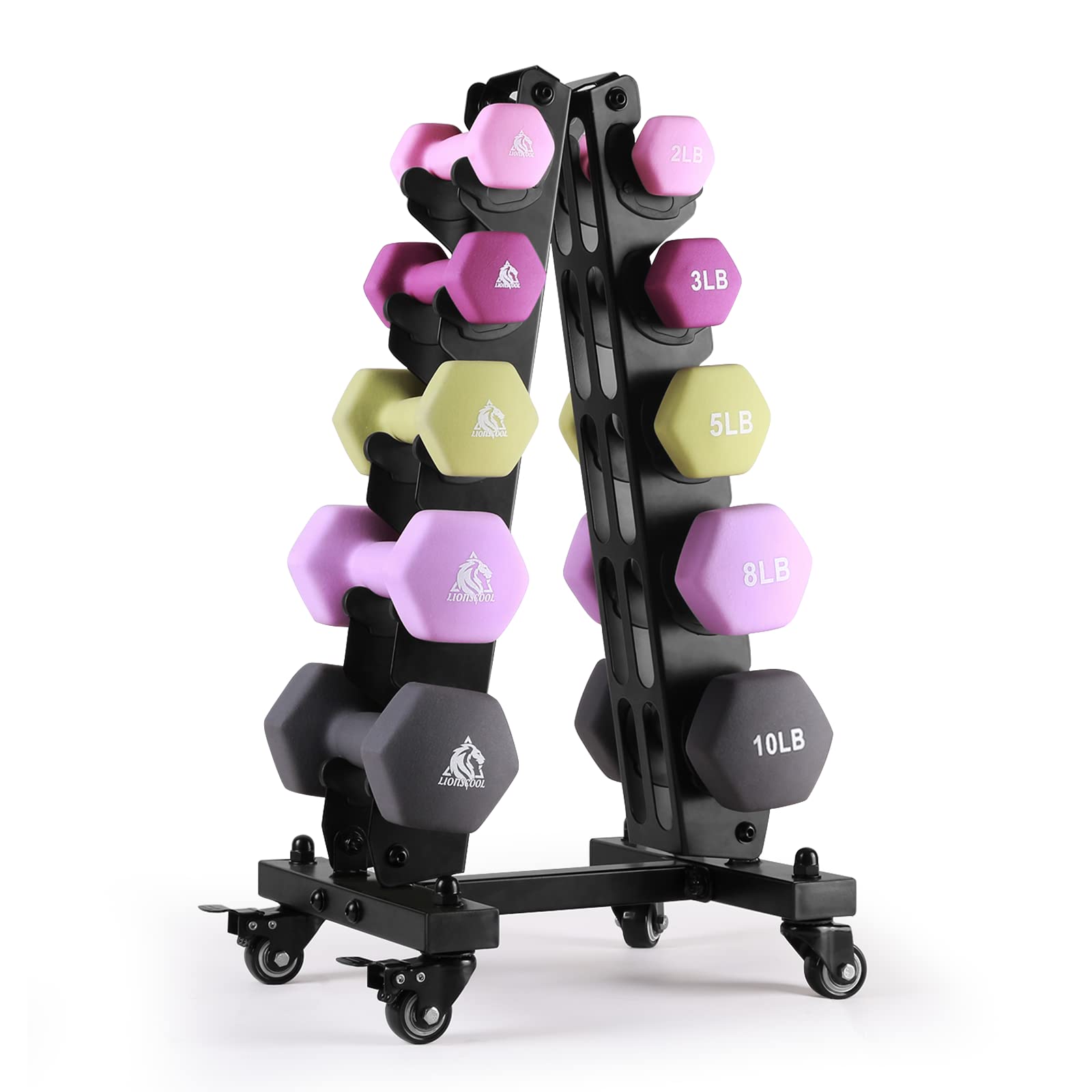 LIONSCOOL Set of 2 Neoprene Coated Dumbbell Hand Weights Anti-Slip and Anti-Roll Hex Dumbbells in Pair for Strength