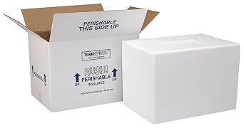 Polar Tech 209C Thermo Chill Insulated Carton with Foam Shipper, White, Small, 8" Length x 6" Width x 9" Depth Pack of 4