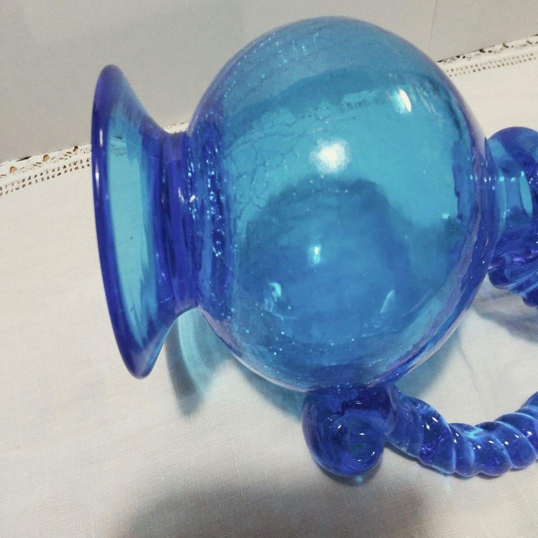 Amazon.co.jp: 吹き硝子 水差し ブルー ガラス アンティーク