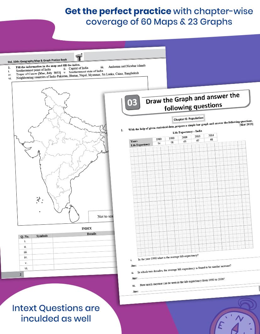 Std 10 Geography Maps & Graph Practice Book | SCERT Approved Book of Maharashtra Board | Extensive Coverage of SSC Geography Map & Graph Based Questions | Std 10th Board Paper Pattern (EM) 2