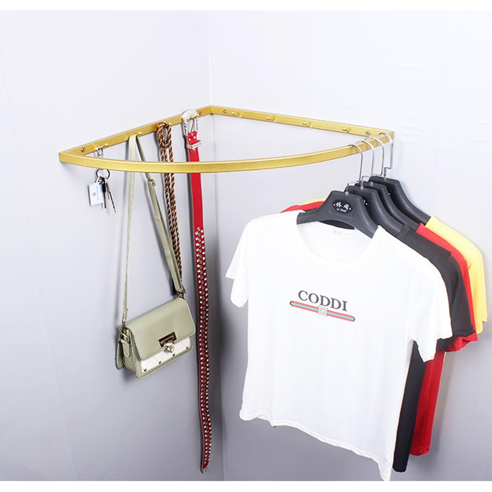 Barra Appendiabiti Supporto per Asta Angolare per Armadio, Appendiabiti Angolare da Parete da 90 Cm, Robusto, Appendiabiti per Armadio Largo 30/40/50/60 Cm, Pali per Armadio Salvaspazio(Gold,40x40cm(1