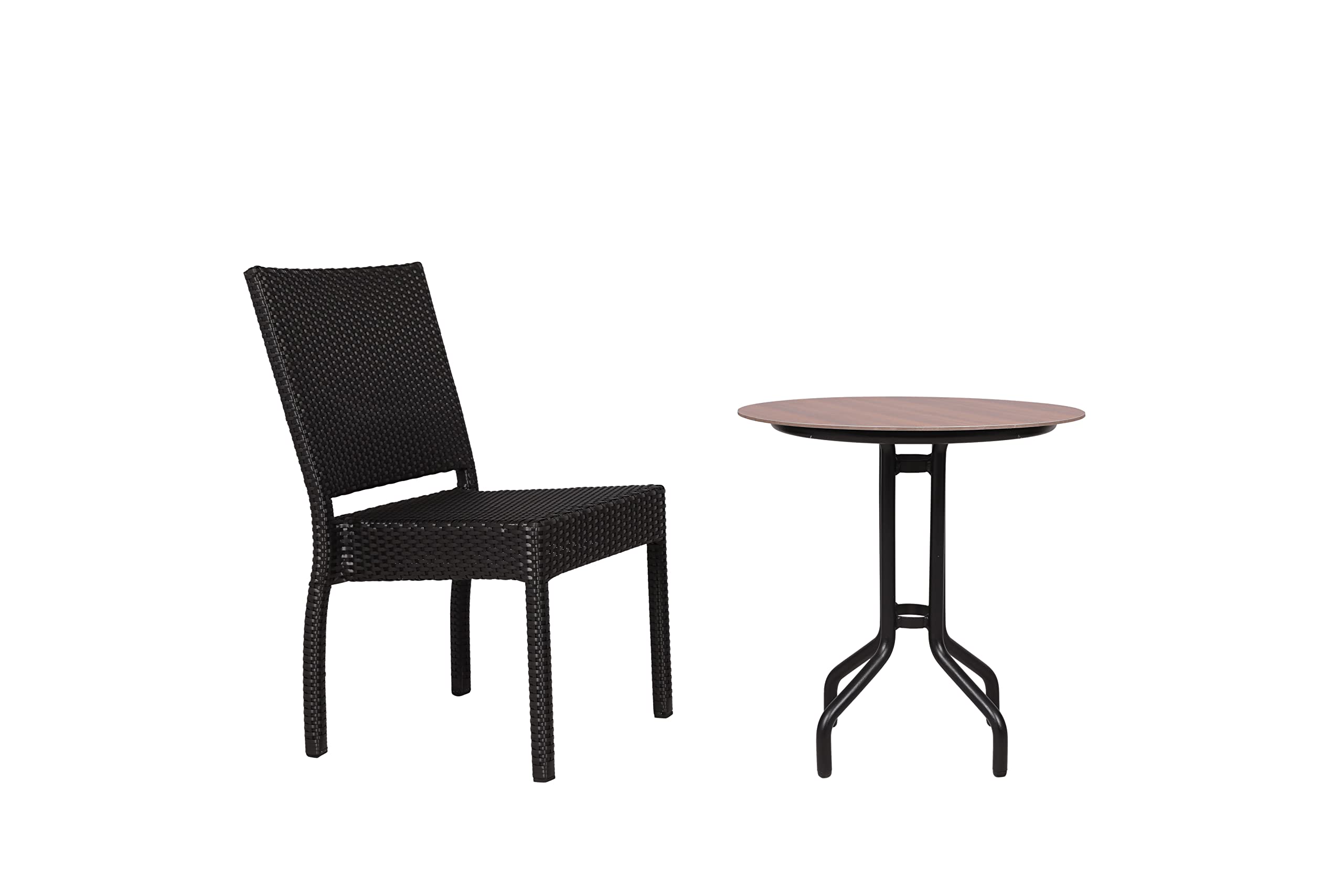 Loom Crafts Aspire Outdoor/Indoor Set of 1 Chair & 1 Tea/Coffee Table for Balconies, Patios, Gardens, Decks, Terraces Made of Aluminum and Synthetic Wicker with 2 Years Warranty