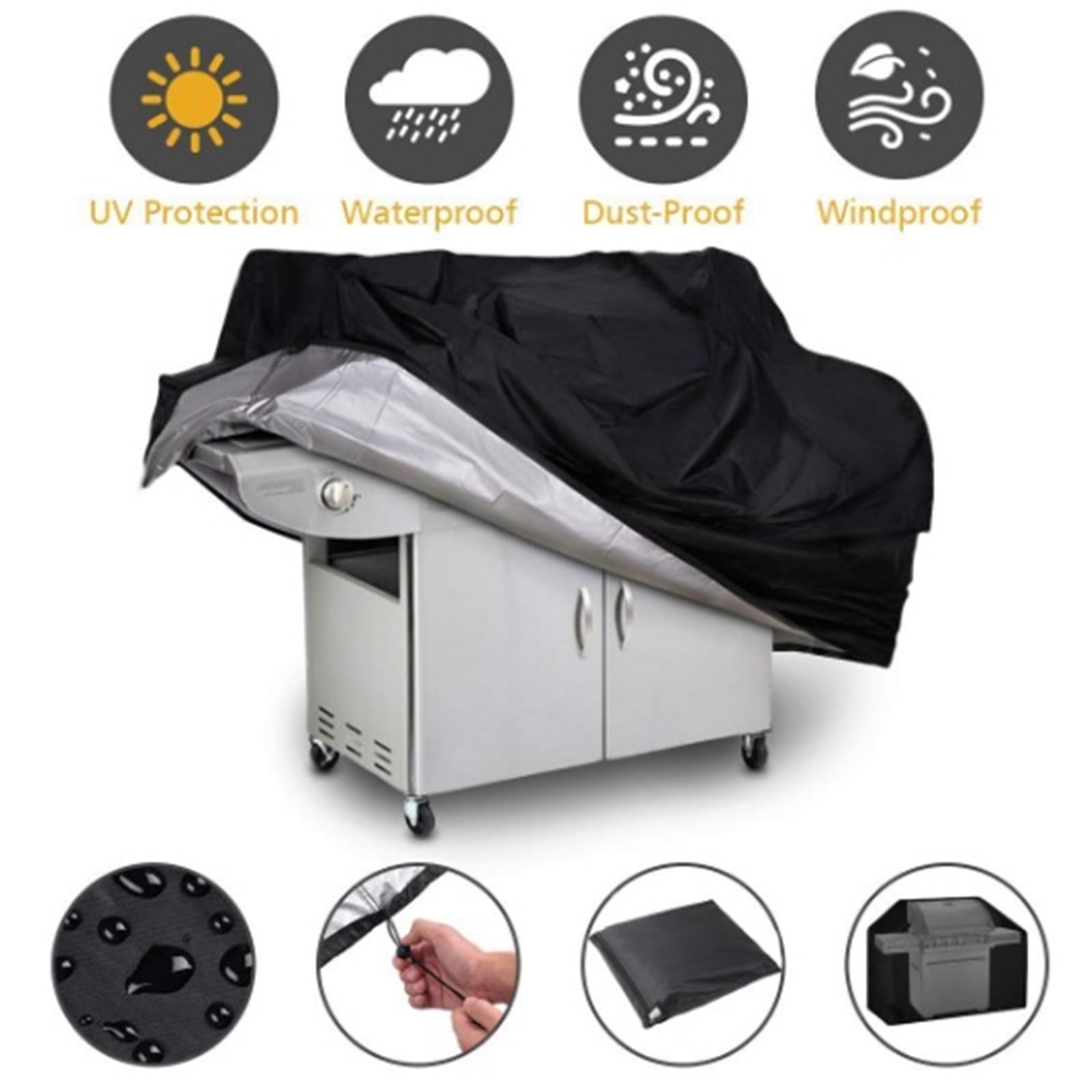 Copertura Barbecue Resistente Esterni | Copertura for barbecue impermeabile resistente vento anti UV tessuto Oxford senza strappi(420d,190*71*117cm)