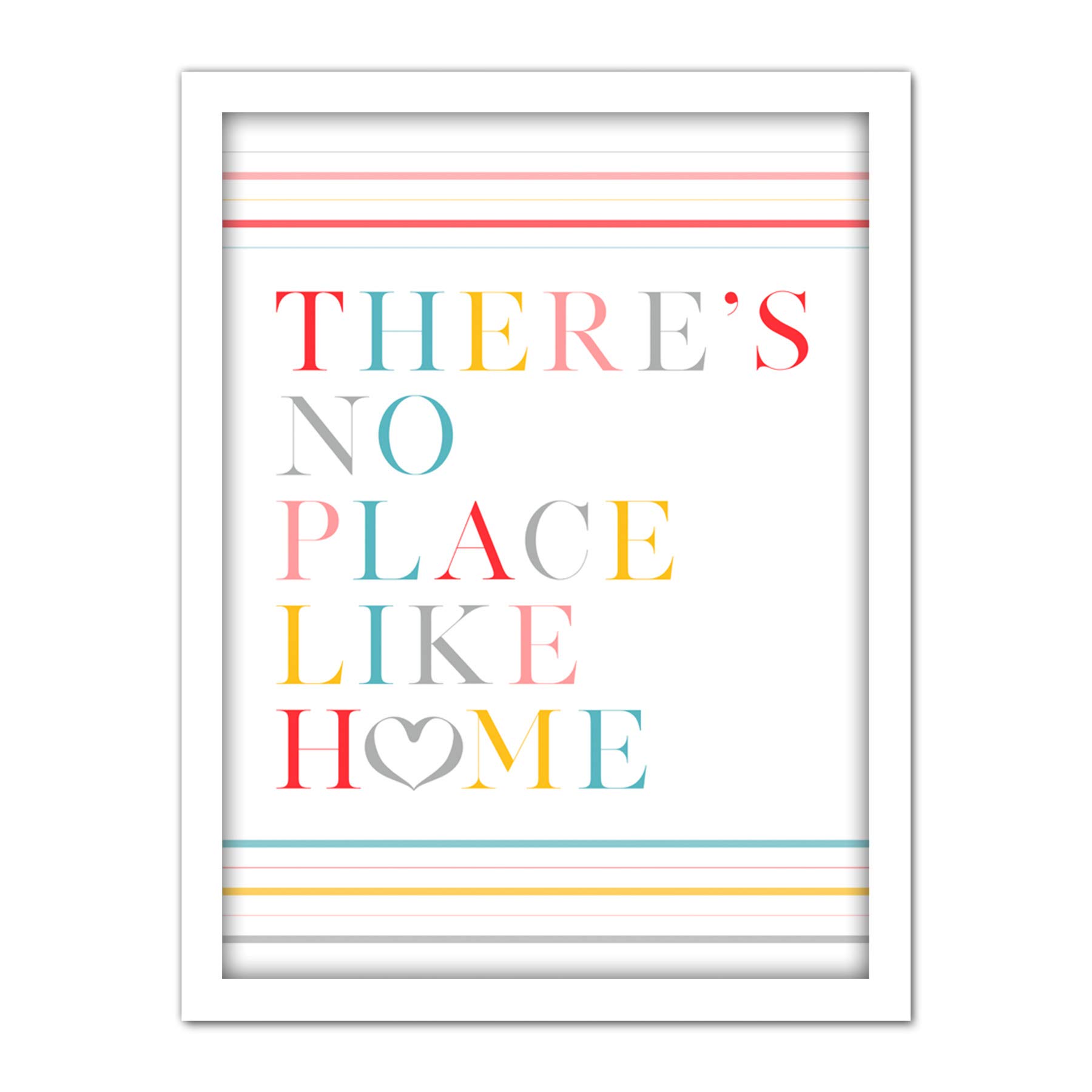 Wee Blue Coo No Place Like Home Love Heart Quote Artwork Framed Wall Art Print 18X24 Inch