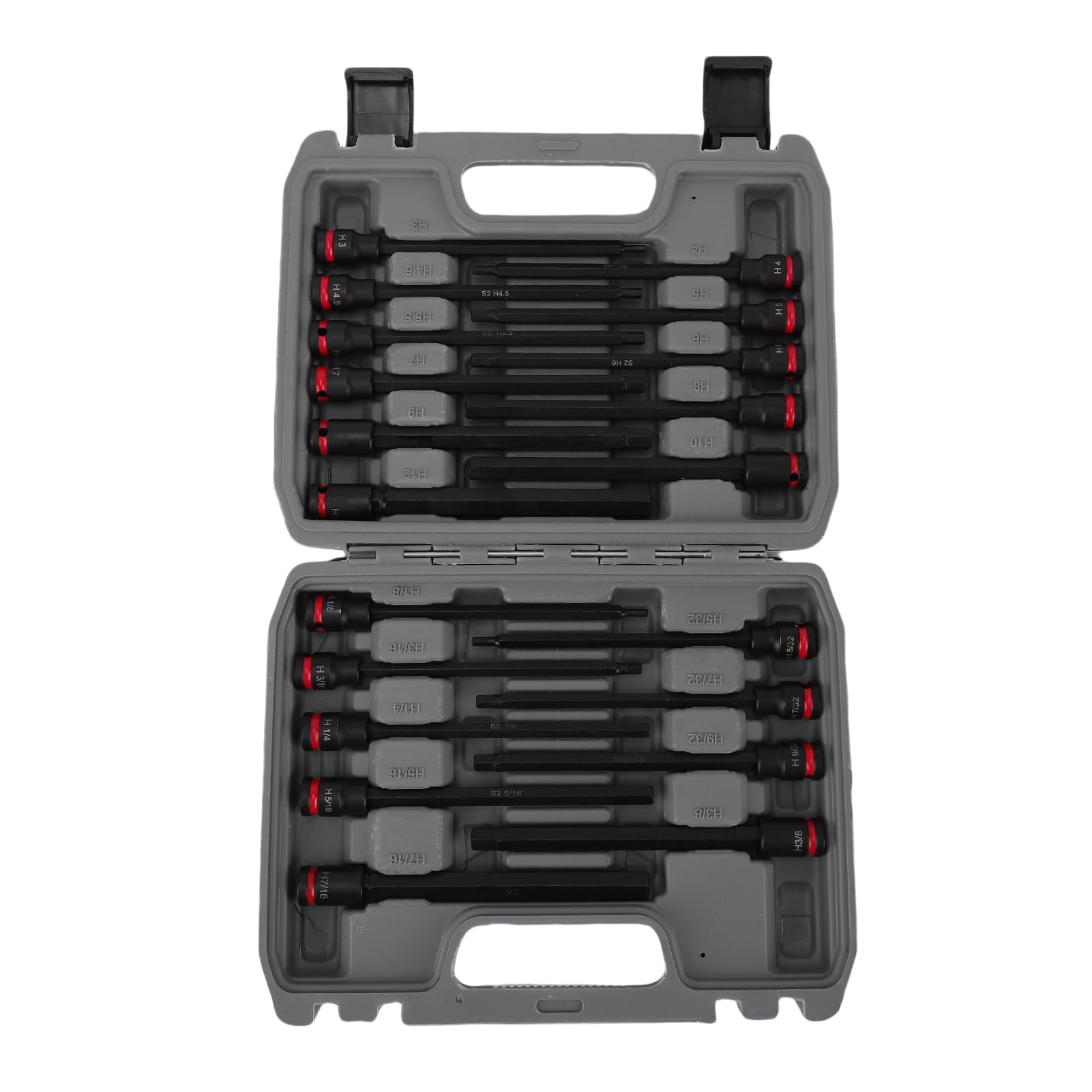Set di Bussole da 3/8 Set di Bussole Esagonali a Impatto Durevole a Lunga Portata per Manutenzione Fai da Te 20 Pezzi in Acciaio Legato S2 in Custodia Stampata a Soffiaggio