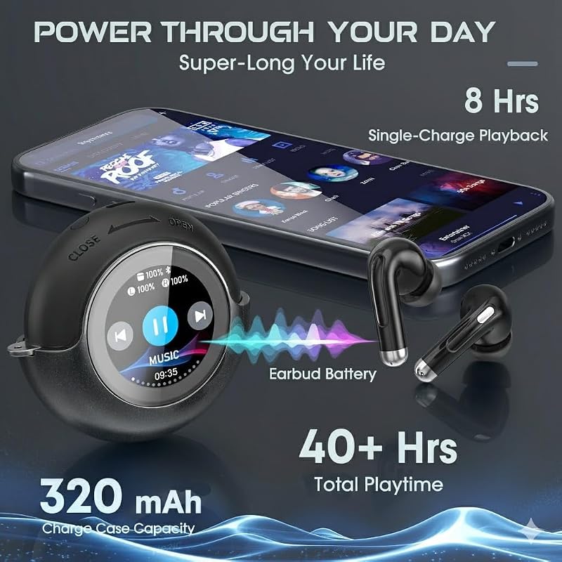 Wireless Earbuds with Smart Touch Screen Noise Cancelling Ear buds JIU image 5