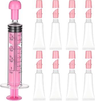 8 Pcs Empty Lip Gloss Tubes 10ml Clear Refillable Squeeze Tubes Clear Lip Balm Tube with 5ml Syringes Mini Cosmetic Soft Tube for Lips Balm and Travel Toiletries