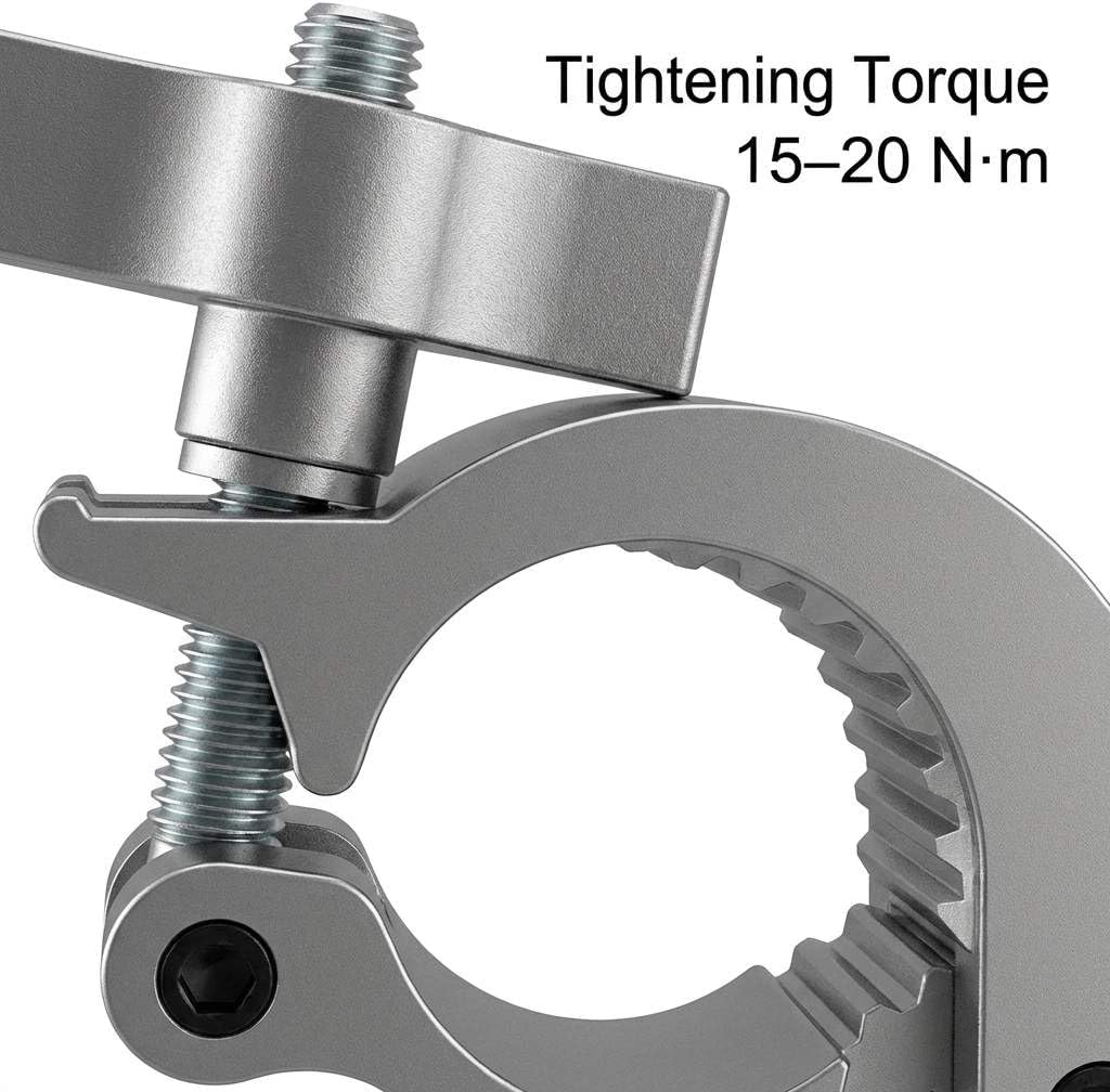 QWORK Lighting Truss Hook Clamp 1.77"-2" (45–51mm), 10 Pack 440lbs Load Aluminum Clamp, Knob-Tightened Quick Mount for Stage DJ Event Light Fixtures on Round Truss Tubes