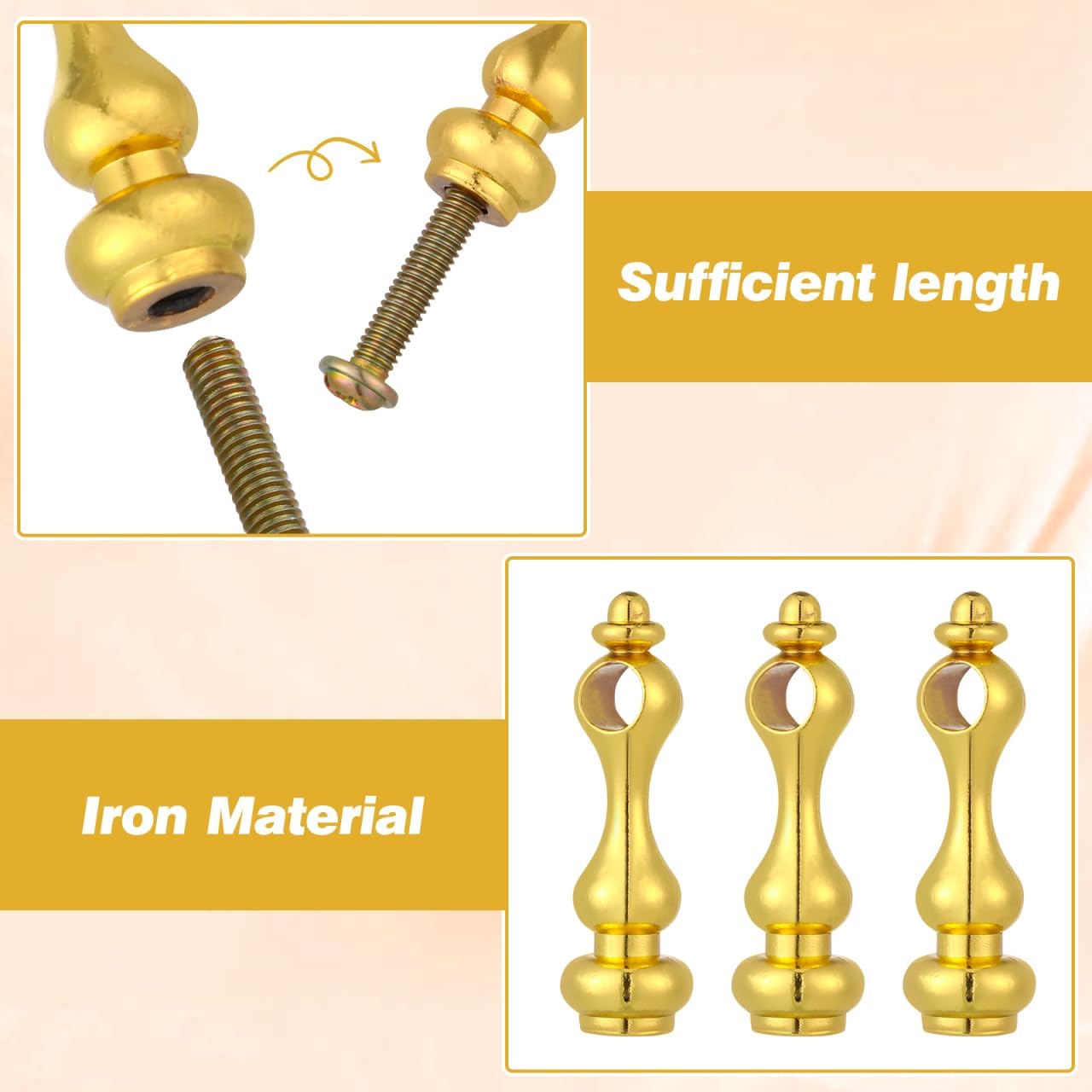 PRETYZOOM Gallery Spindles Connector Caps 4 Pack Metal Cabinet Accessories for Furniture Wine Cabinets Shelves and Railing Post Connections Indoor Use