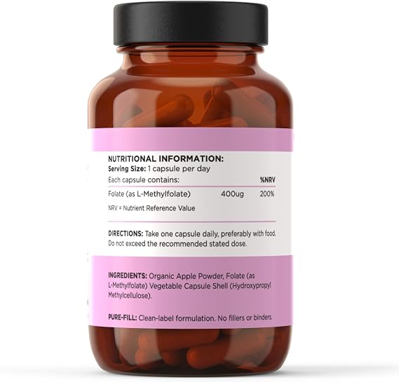 INNOPURE L-Methylfolate Folate Supplement 400mcg, 120 Capsules