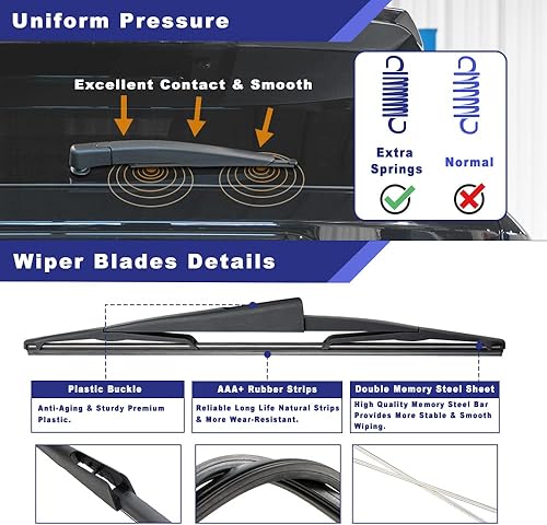 Miniatura 3 de Shopauto Conjunto de limpiaparabrisas trasero compatible con Ford Expedition 2009-2016, Lincoln Navigator limpiaparabrisas trasero, repuesto