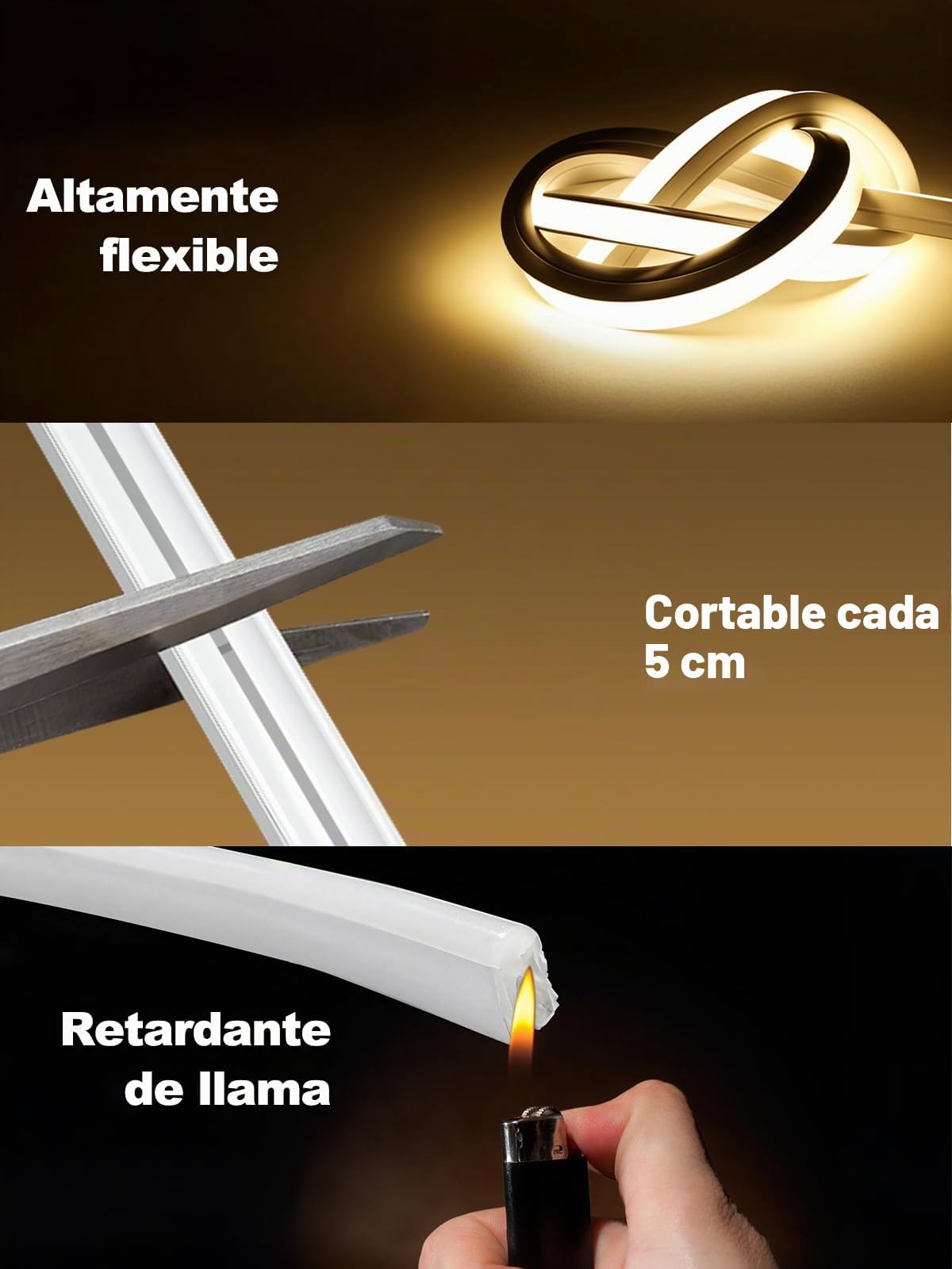 BRIMAX Tira LED Neón Silicona Flexible 10M 3000K | IP67, regulable, para interior y exterior, salón, dormitorio, terraza, jardín, balcón, fiestas